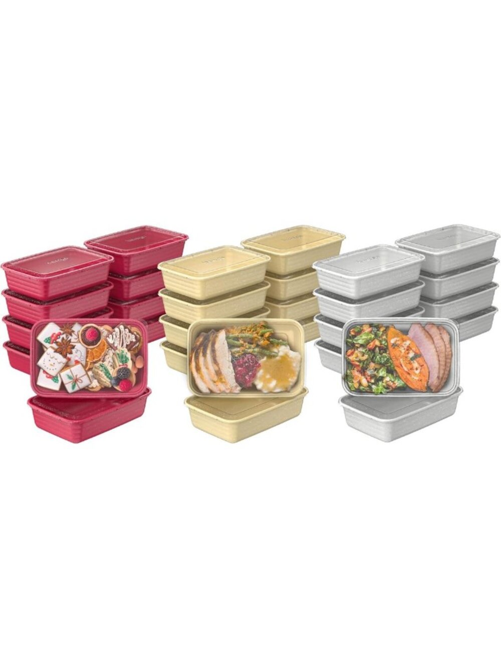 60-Piece Holiday Food Storage Set - Reusable Meal Prep Containers, BPA-Free